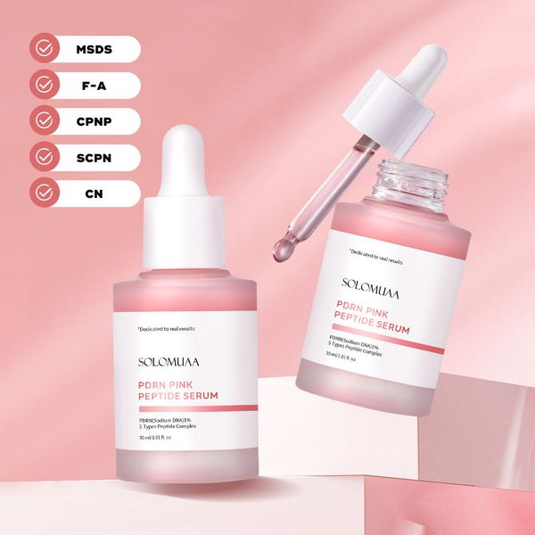 Rose Pink Peptide Serum 30ml Niacinamide Hydrating Moisturizing Face Serum Vitamin C Rich for Brightening Pore Shrinking Liquid
