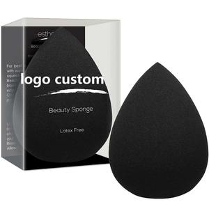 Factory Direct Black Teardrop Makeup Sponge Hydrophilic Polyurethane Custom Logo Waterdrop Shape for Face Use Latex Free Blender