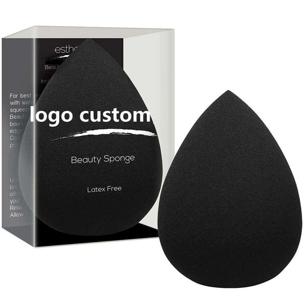 Factory Direct Black Teardrop Makeup Sponge Hydrophilic Polyurethane Custom Logo Waterdrop Shape for Face Use Latex Free Blender