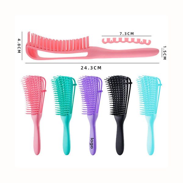 Factory Wholesale Plastic Eight Rows Octopus Hair Brush Massage Vent Detangling Hair Brush for Women