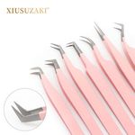 Best Fiber Tips Professional Eyelash Extension Tweezers for Perfect Grip to Lashes Never Slips Even 0.03mm Lashes 75 Degree Bend